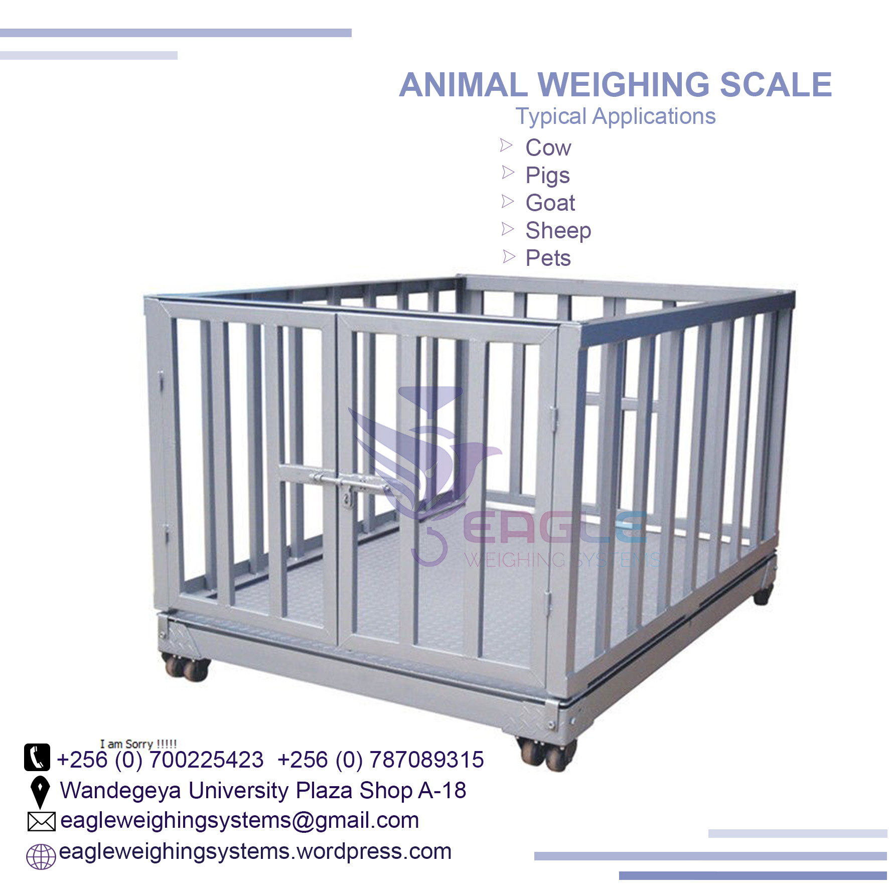 Factory use electronic digital platform animal weighing scal'