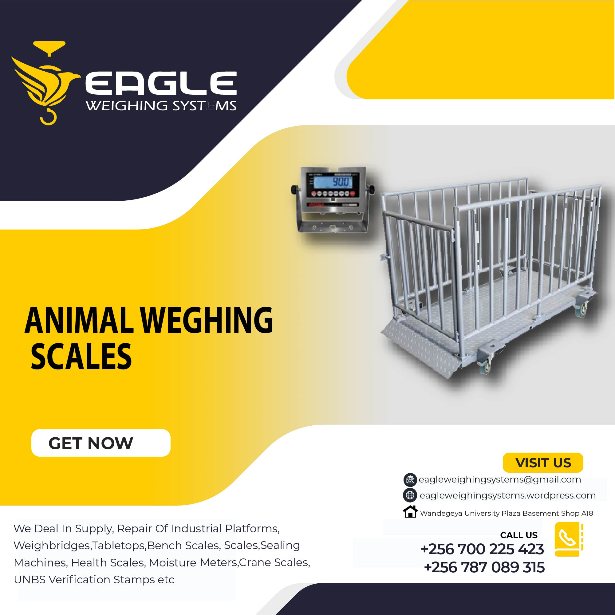 A12E platform animal weighing scales company Kampala Uganda'