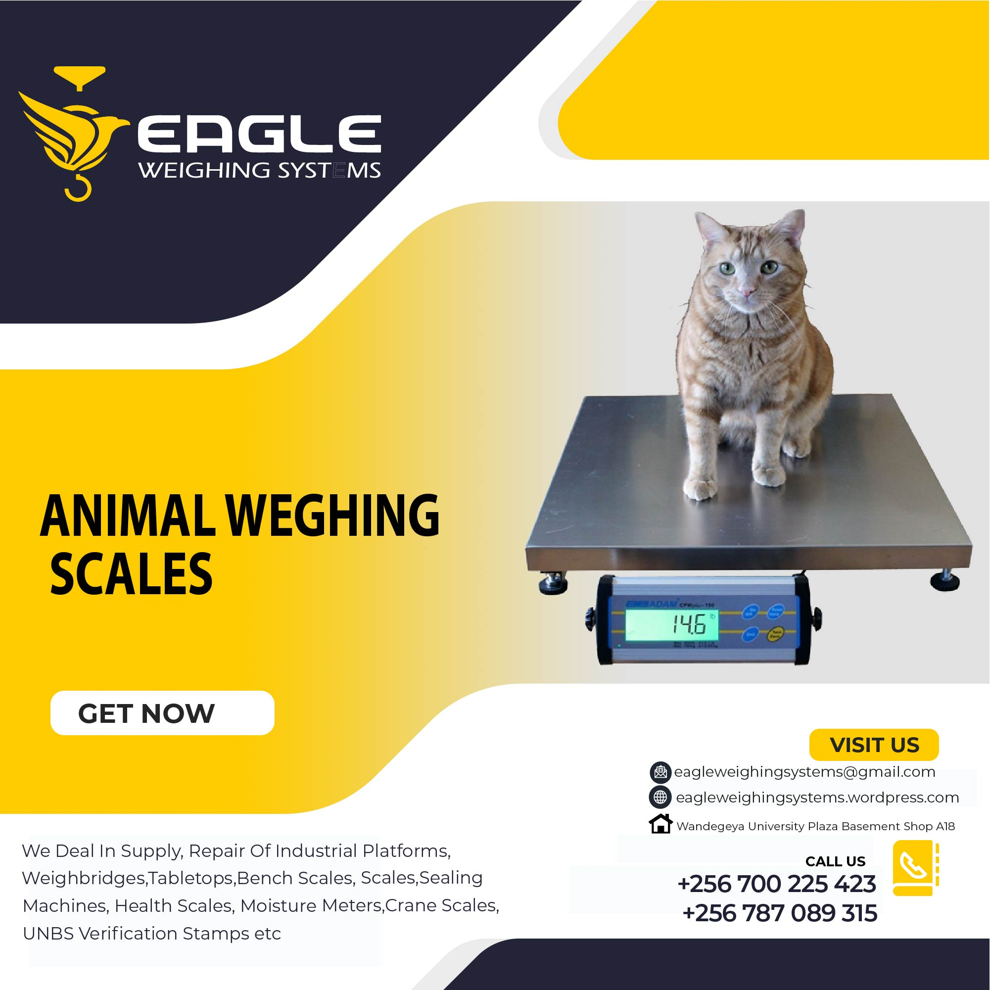 A12E platform animal weighing scales company Kampala Uganda'