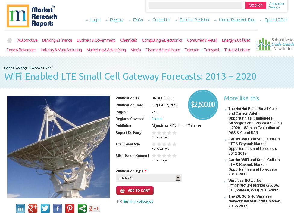 WiFi Enabled LTE Small Cell Gateway Forecasts: 2013 - 2020'