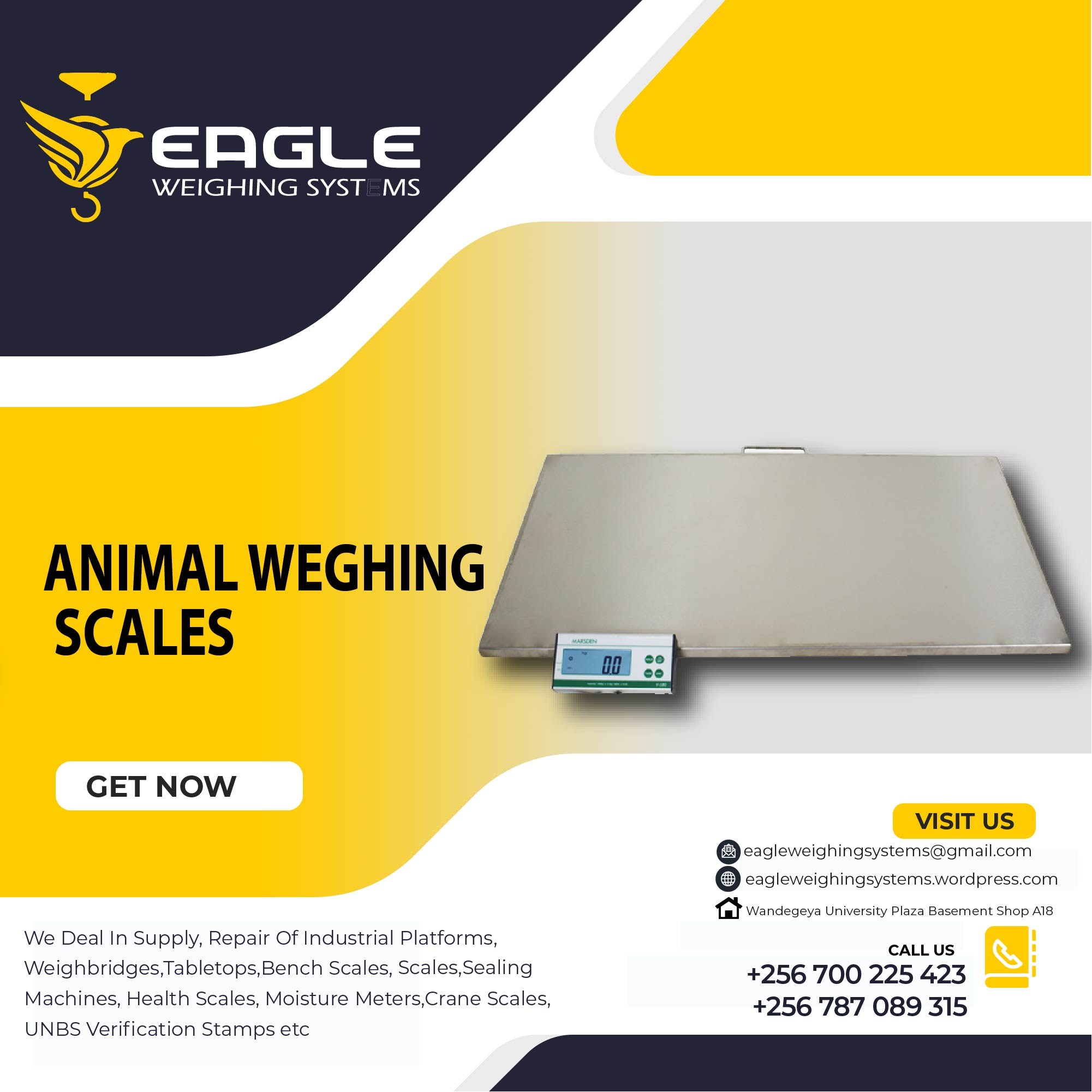 Electronic platform digital animal weighing scale with raili'