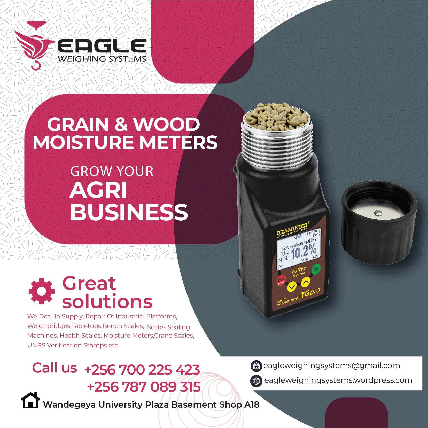 Draminski grain moisture meter for seeds and grains in Ugand'