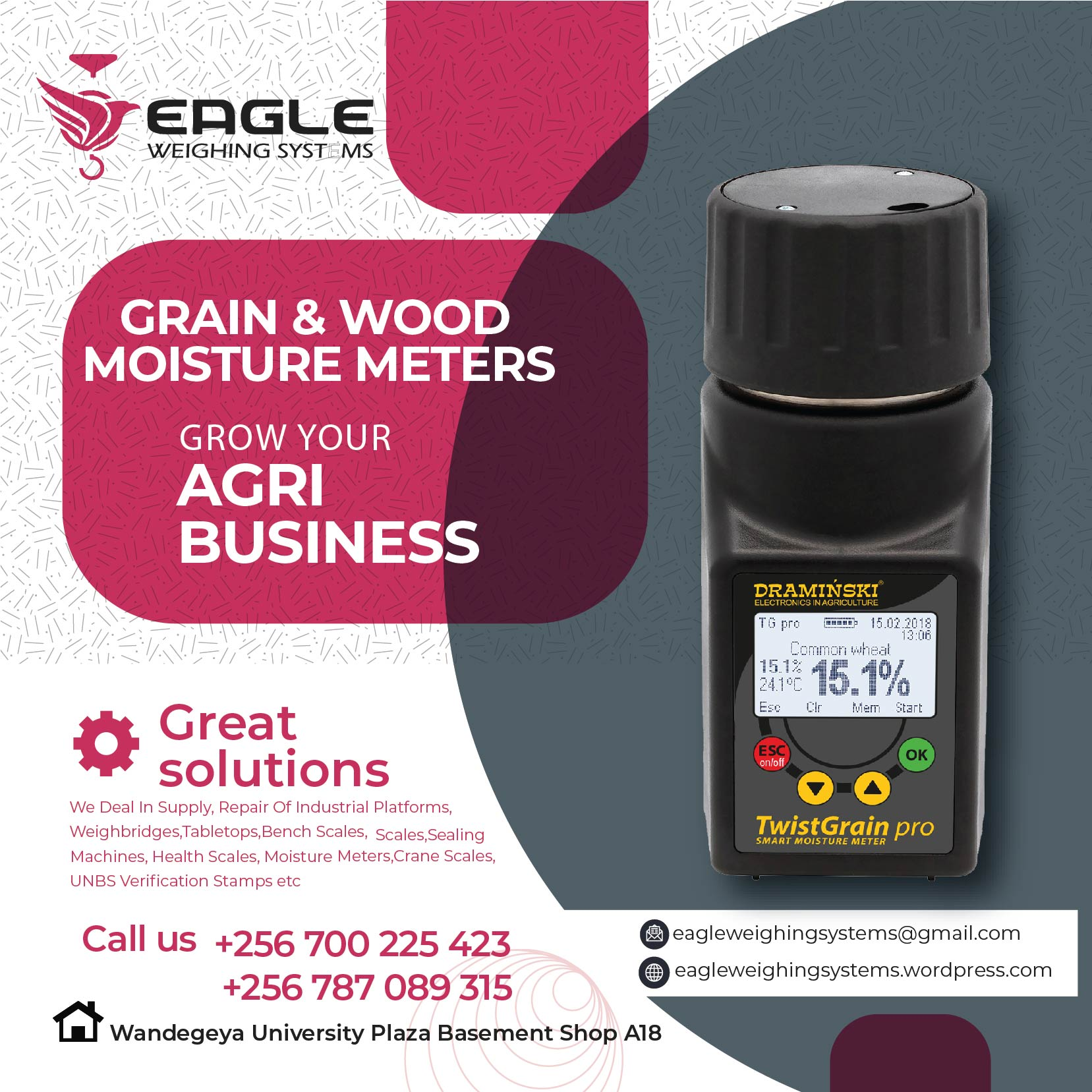 Moisture meters for maize, beans coffee shop in Uganda'