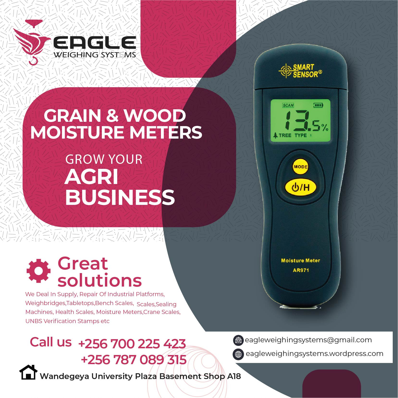 Portable Green Backlight wood, grain moisture meter in Ugand'