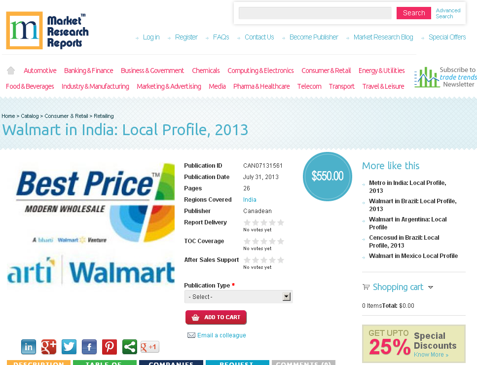 Walmart in India: Local Profile, 2013'
