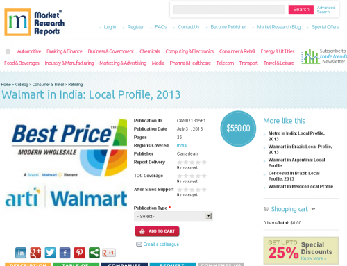 Walmart in India: Local Profile, 2013'