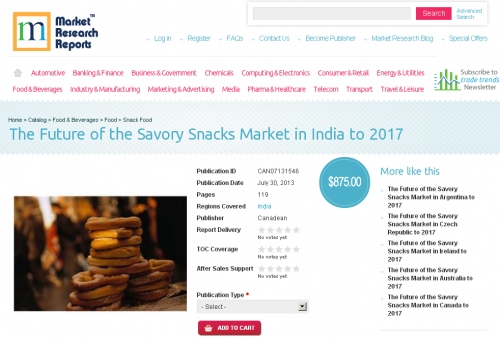 Future of the Savory Snacks Market in India to 2017'