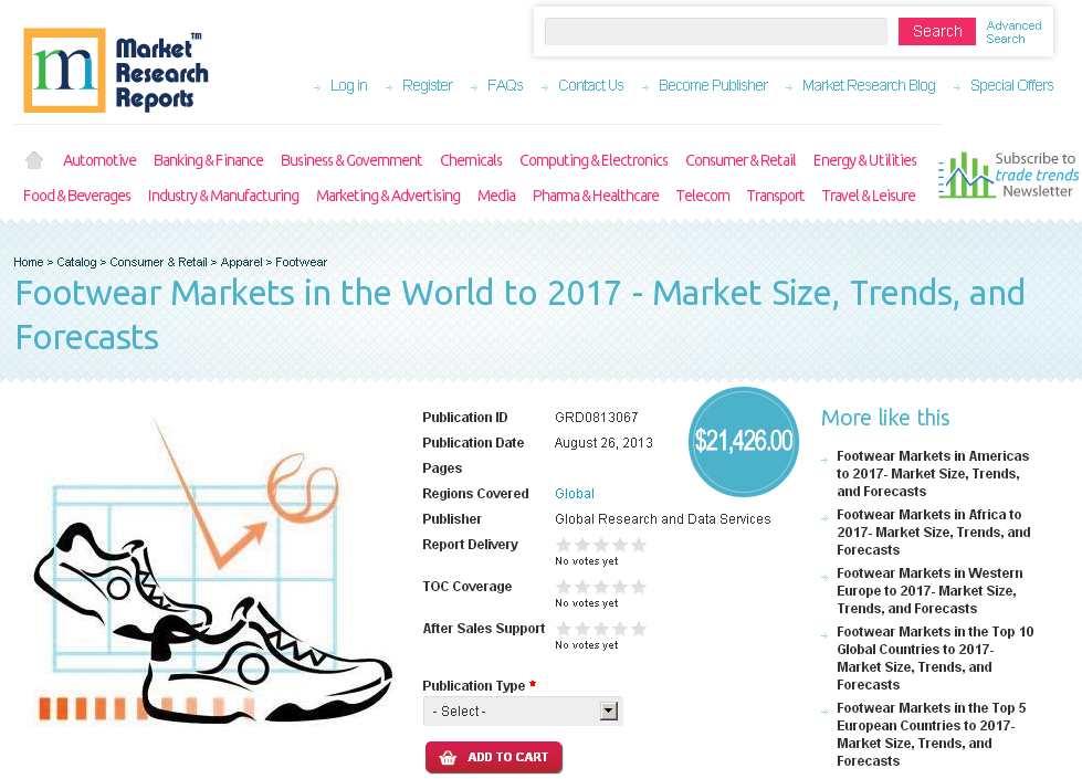 Footwear Markets in the World to 2017 - Market Size, Trends'