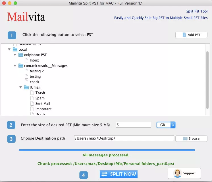 Mailvita Split PST for Mac