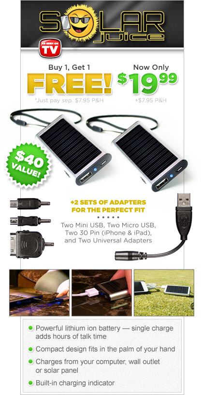 Solar Juice Mobile Charger As Seen on TV'