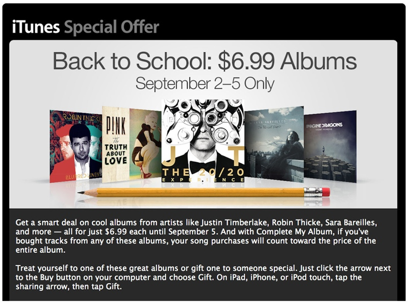 iTunes Back to School Special Offer