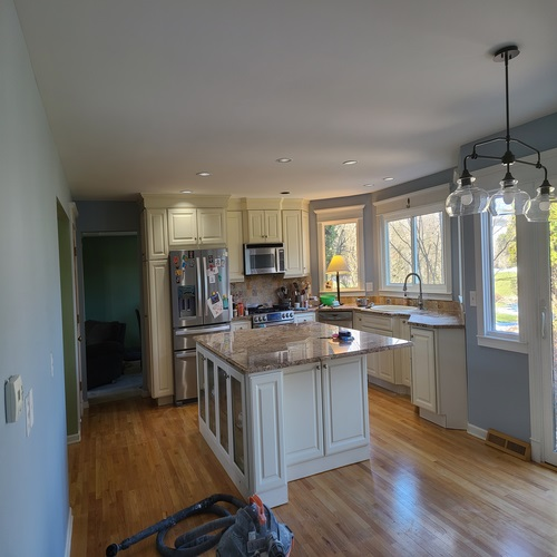 Kitchen remodeling with drywall repairs and installation'