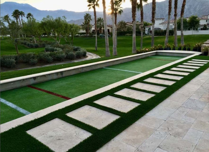 Artificial turf bocce ball court