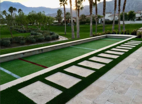 Artificial turf bocce ball court'