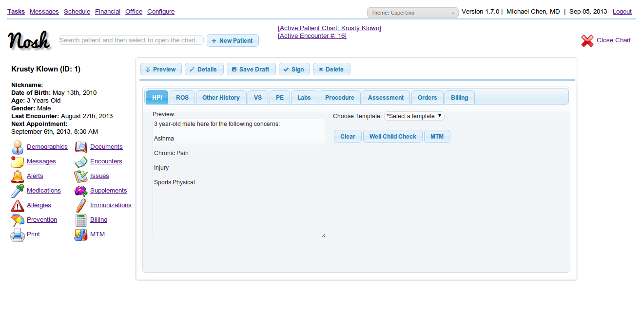 NOSH ChartingSystem'