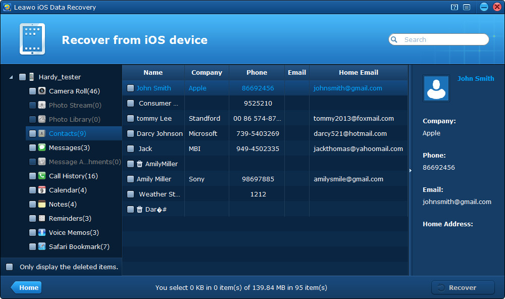 Leawo iOS Data Recovery Screenshot'