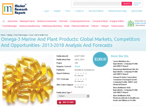 Omega-3 Marine And Plant Products - Global Markets 2013-2018'