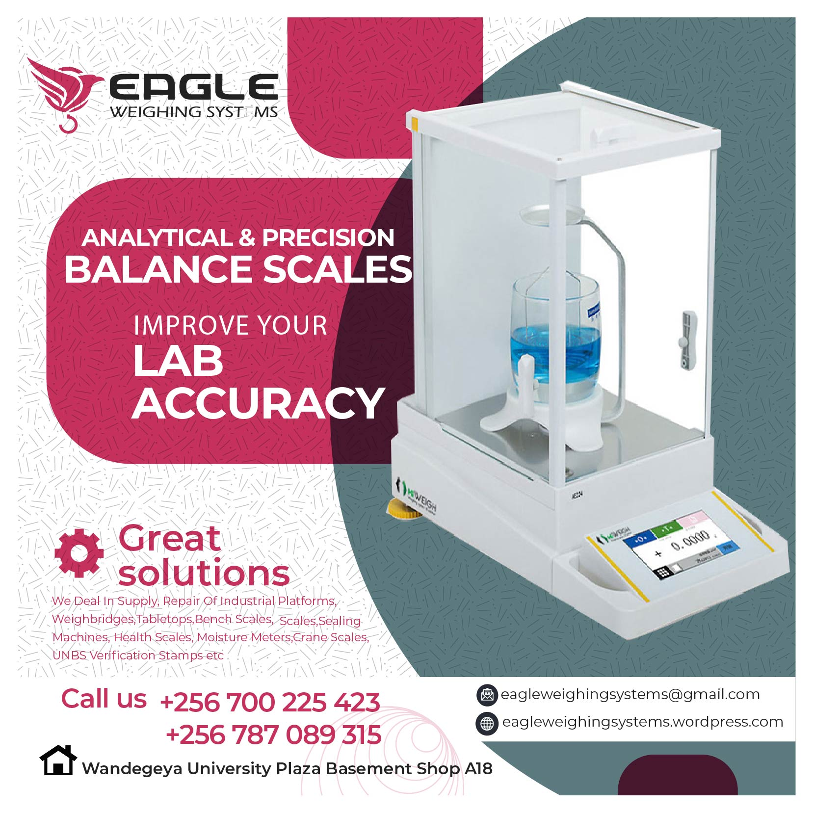 Waterproof type stainless steel Laboratory analytical weigh'