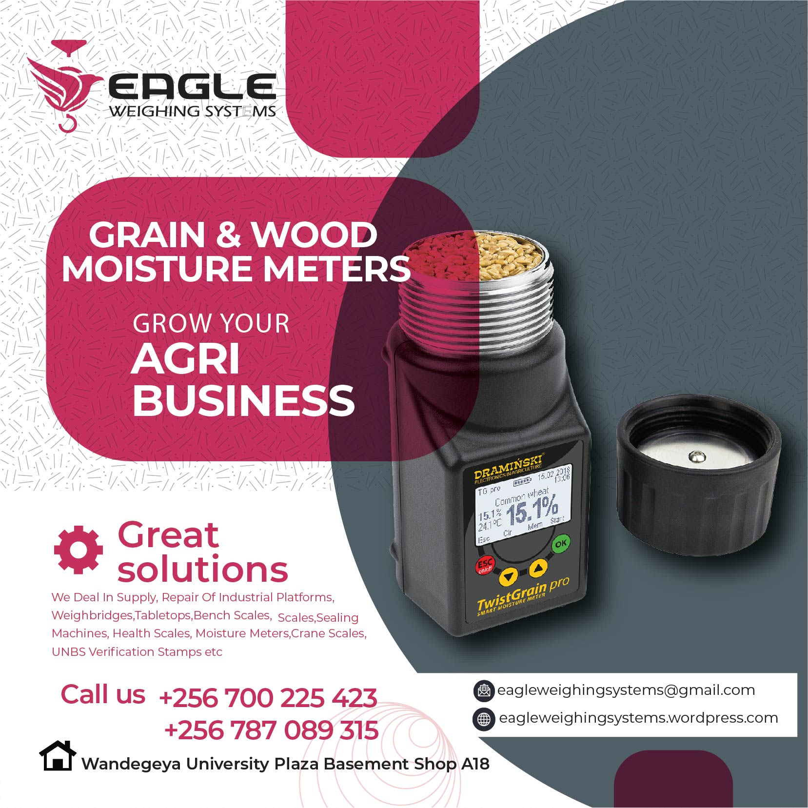 Moisture meters for maize, beans coffee shop in Uganda'
