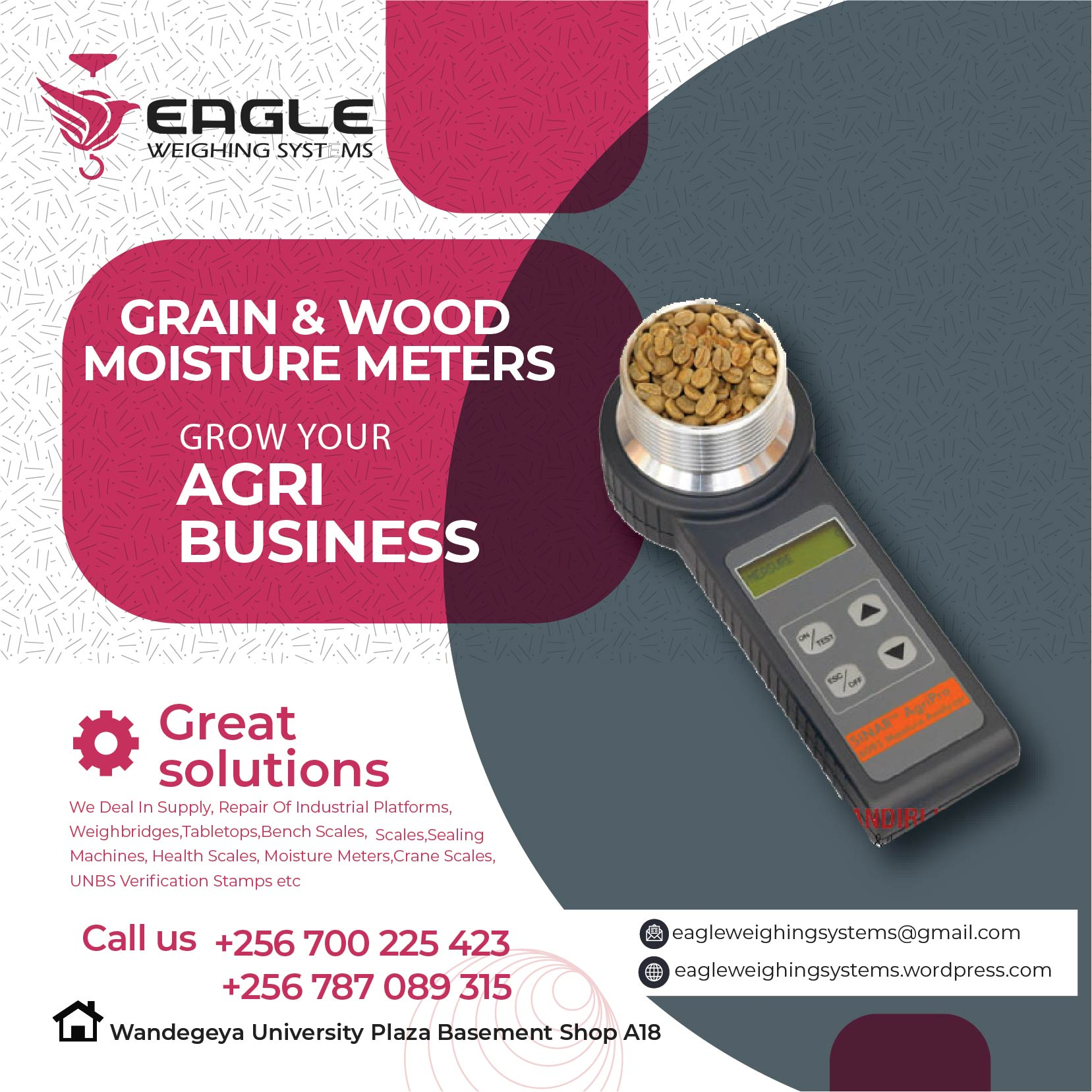 Digital moisture meters for cocoa, coffee, maize moisture me'