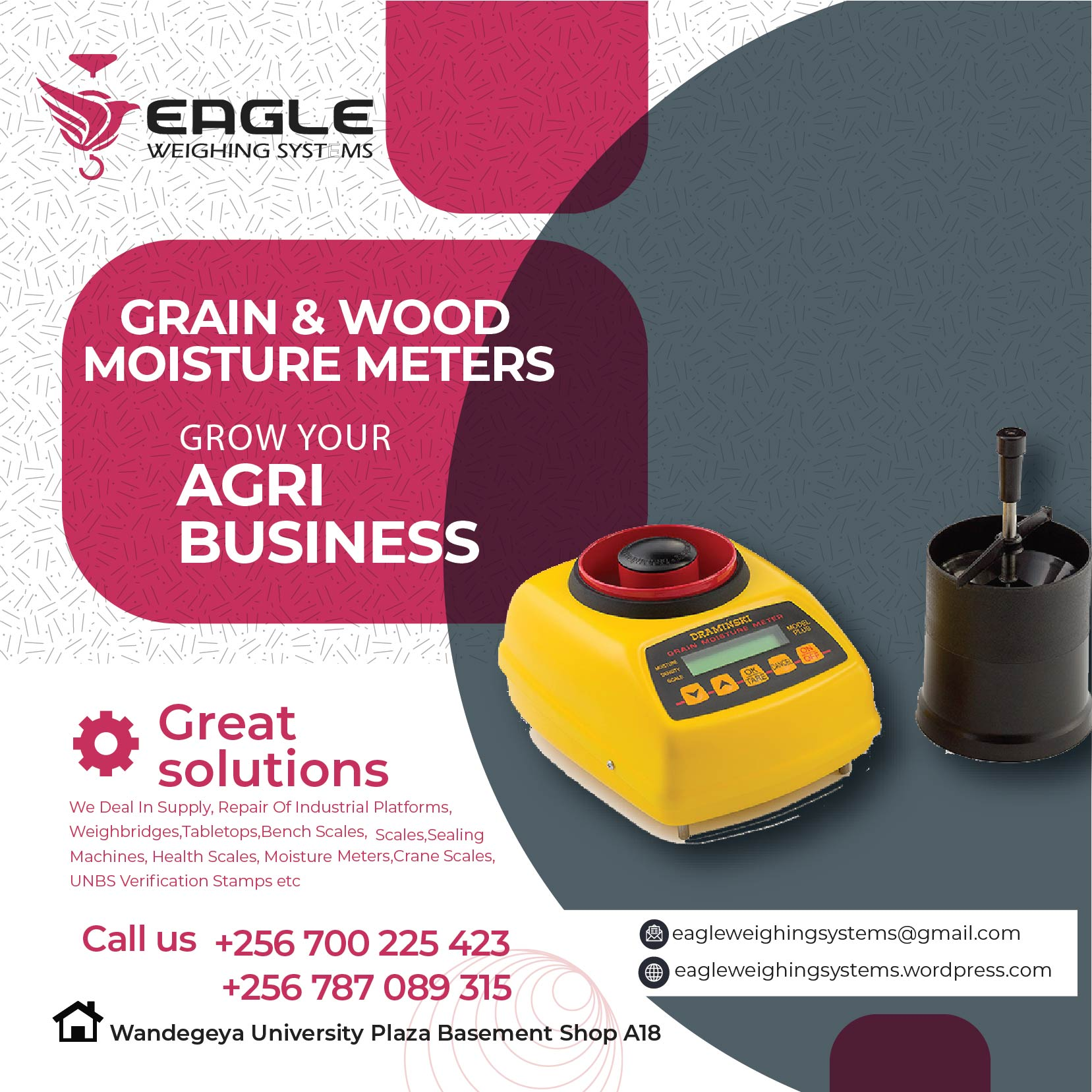 Draminski grain moisture meter for seeds and grains in Ugand'