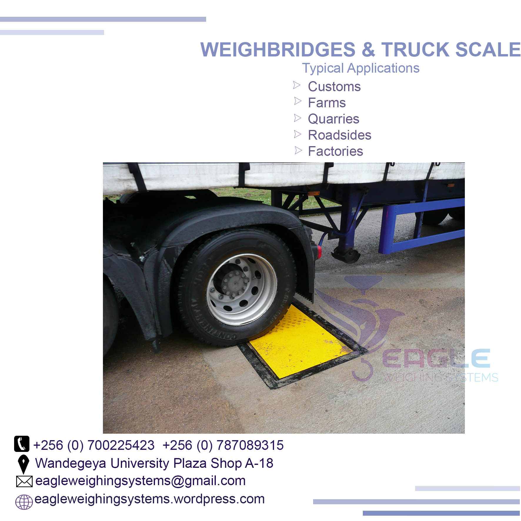 Single Axle Weighbridges supplier in Uganda'