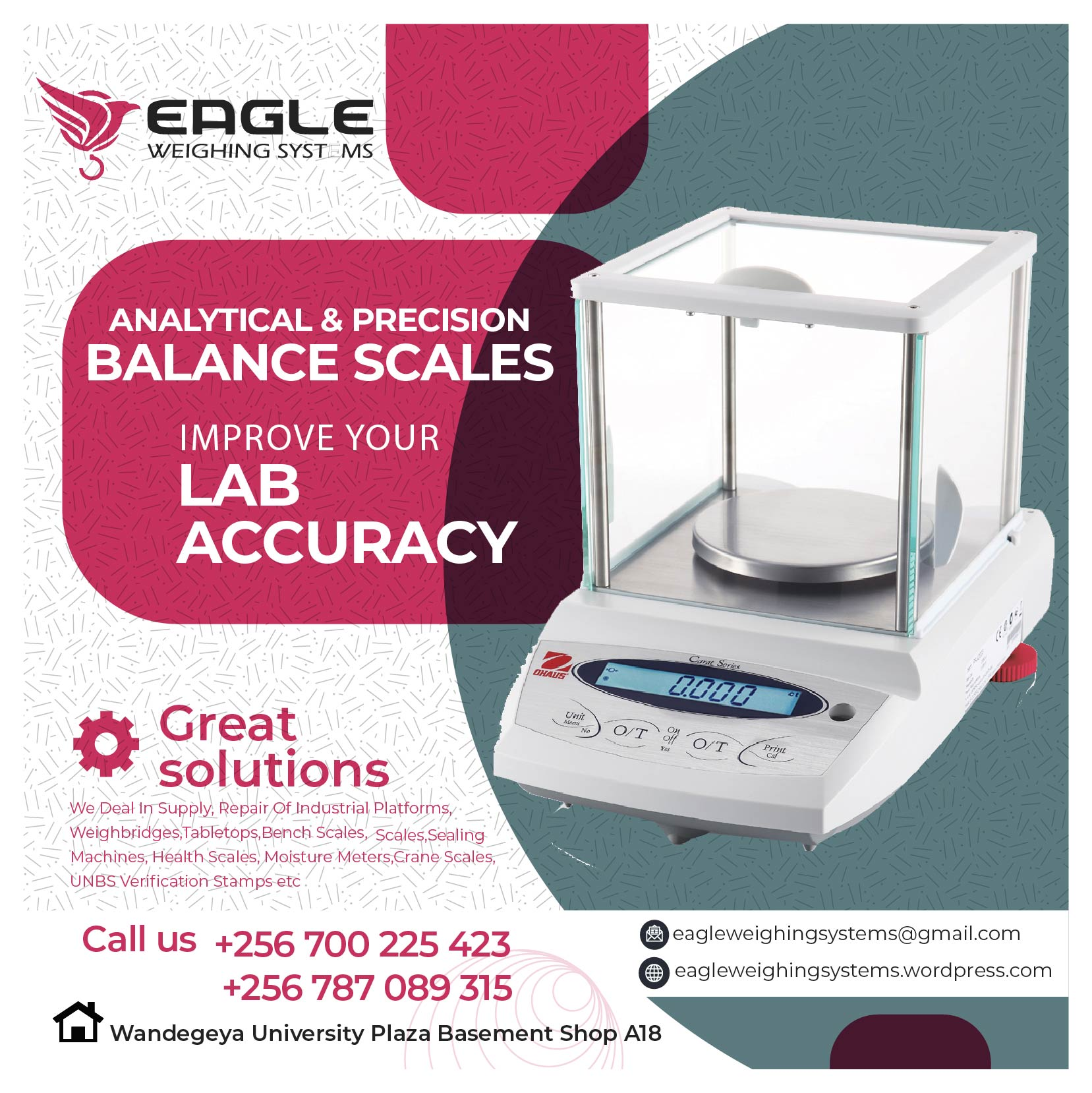 Laboratory analytical Table Top weighing Scales in Kampala U'