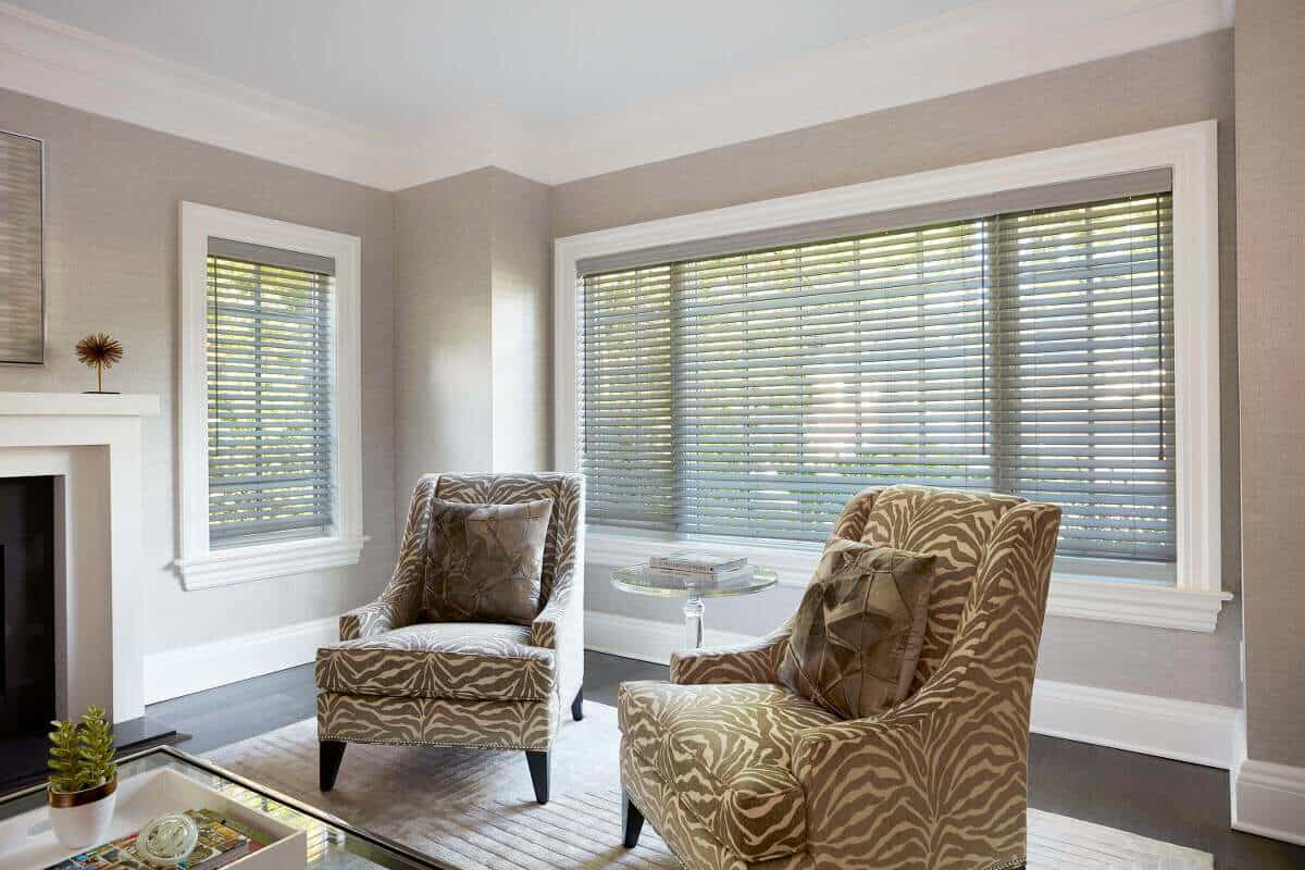 2 inches Gray Faux Wood Blinds'