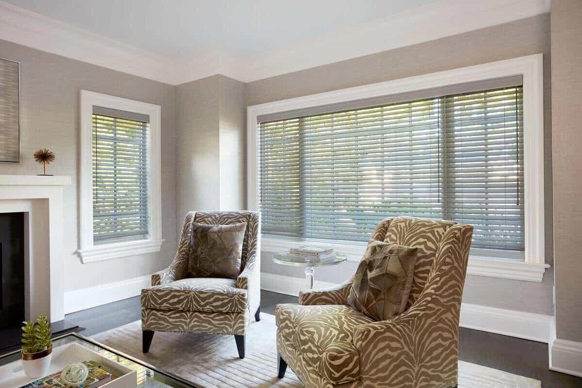 2 inches Gray Faux Wood Blinds