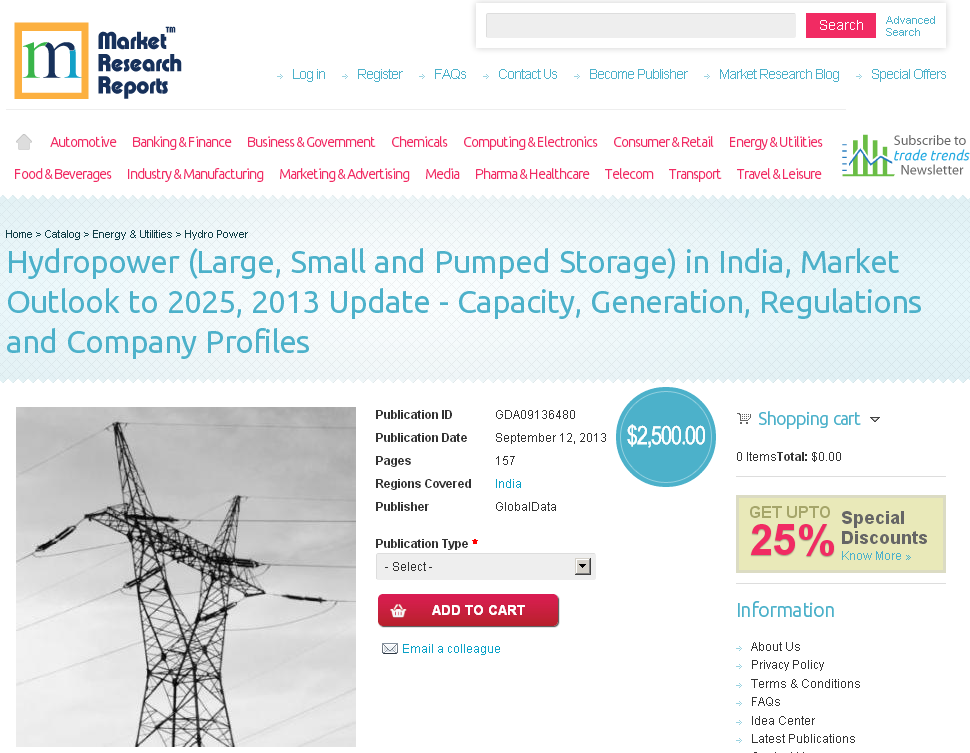 Hydropower Market Outlook in India to 2025'