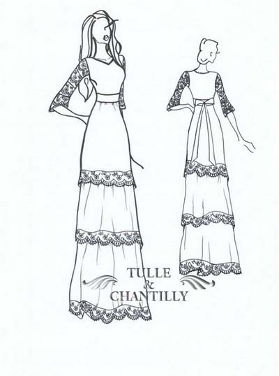 Rustic Country Vintage Lace Tiered Bridal Dress with 3/4 Sle'