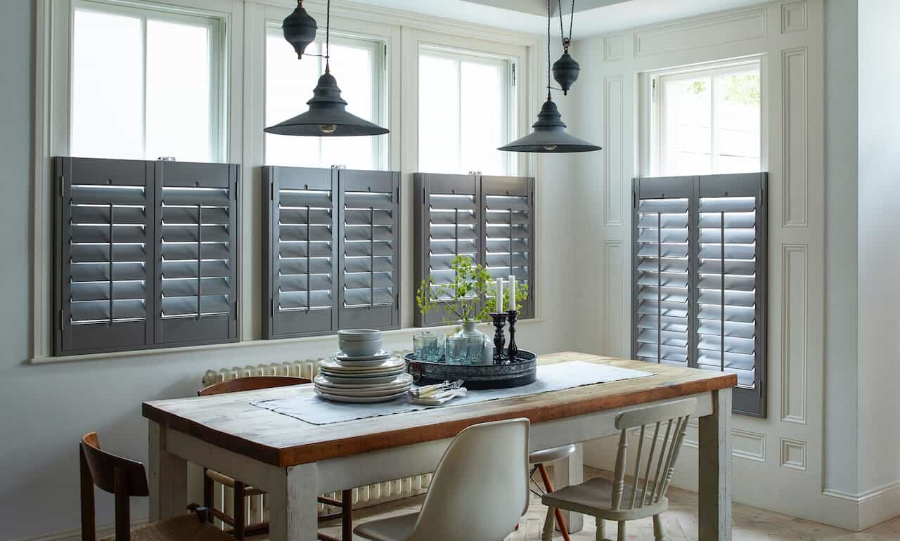 Grey Shutters in Dining Room'