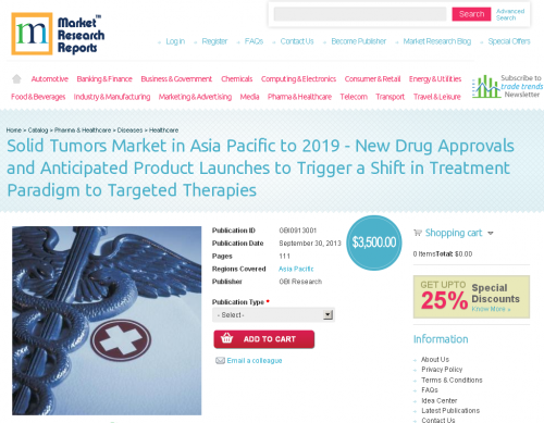Solid Tumors Market in Asia Pacific to 2019'