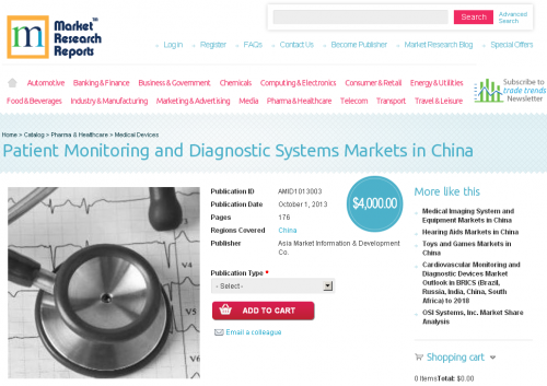 Patient Monitoring and Diagnostic Systems Markets in China'