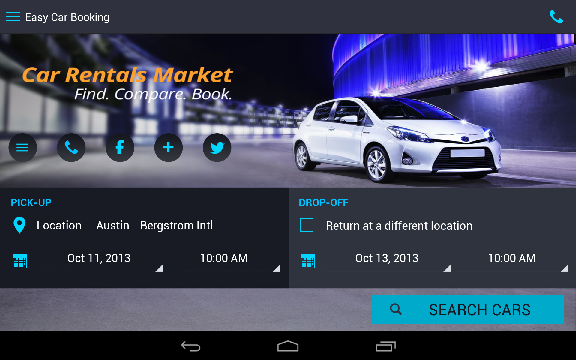 Car Rentals Market Android App'