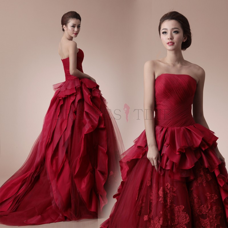 Fashionable Burgundy Wedding Dresses Offered At Dressestime'