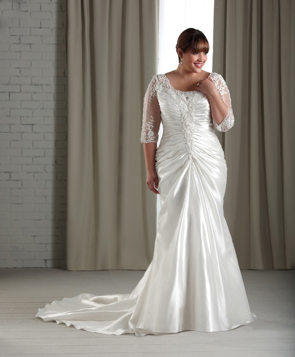 Fashionable Plus Size Wedding Dresses With Sleeves With Disc'