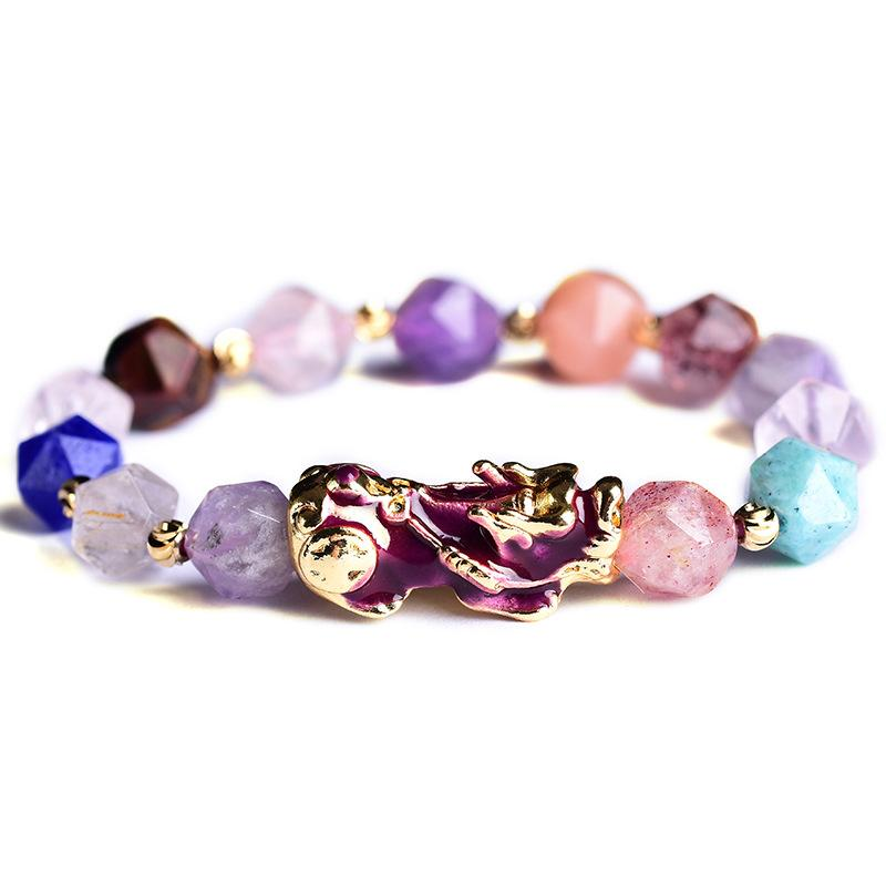 Natural Purple Crystal Color Changing Pixiu Healing Bracelet'