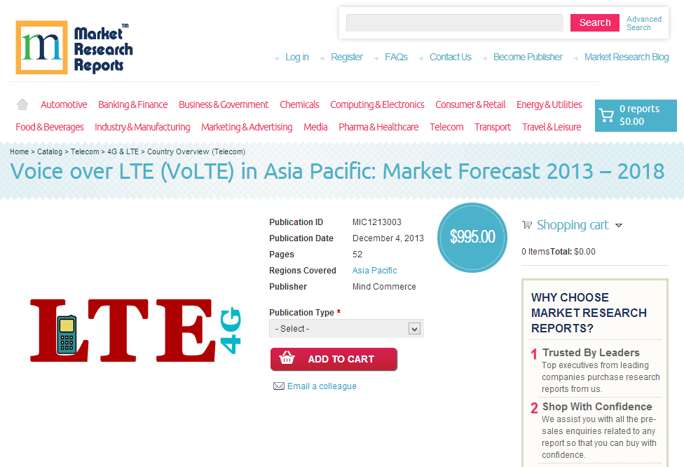 Voice over LTE (VoLTE) in Asia Pacific: Market Forecast 2013'