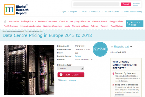 Data Centre Pricing in Europe 2013 to 2018'
