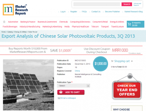 Export Analysis of Chinese Solar Photovoltaic Products, 3Q 2'