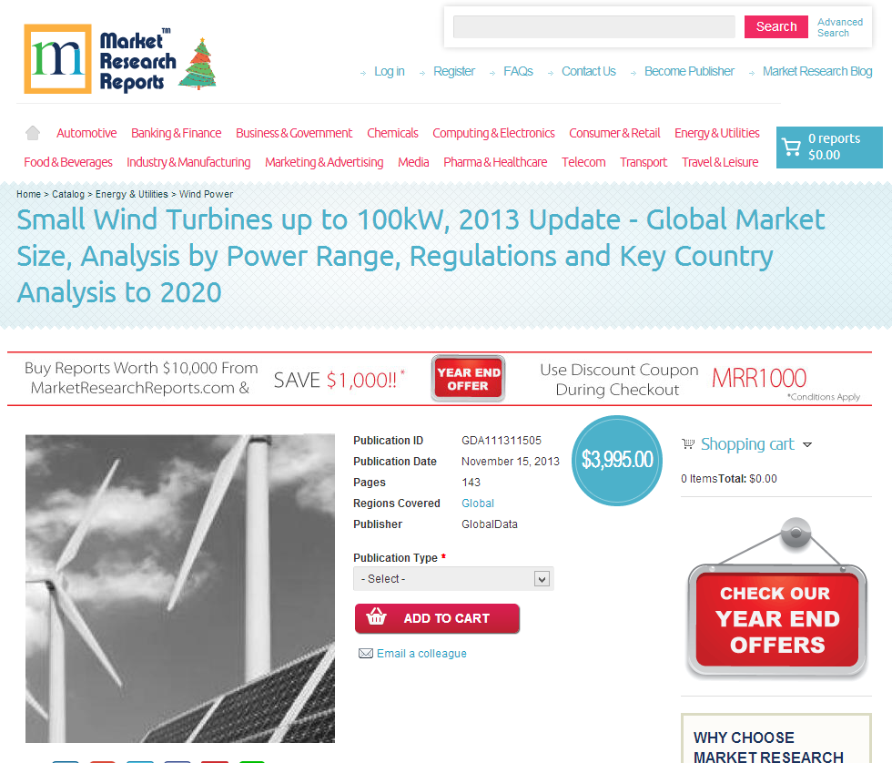 Small Wind Turbines up to 100kW, 2013 Update'