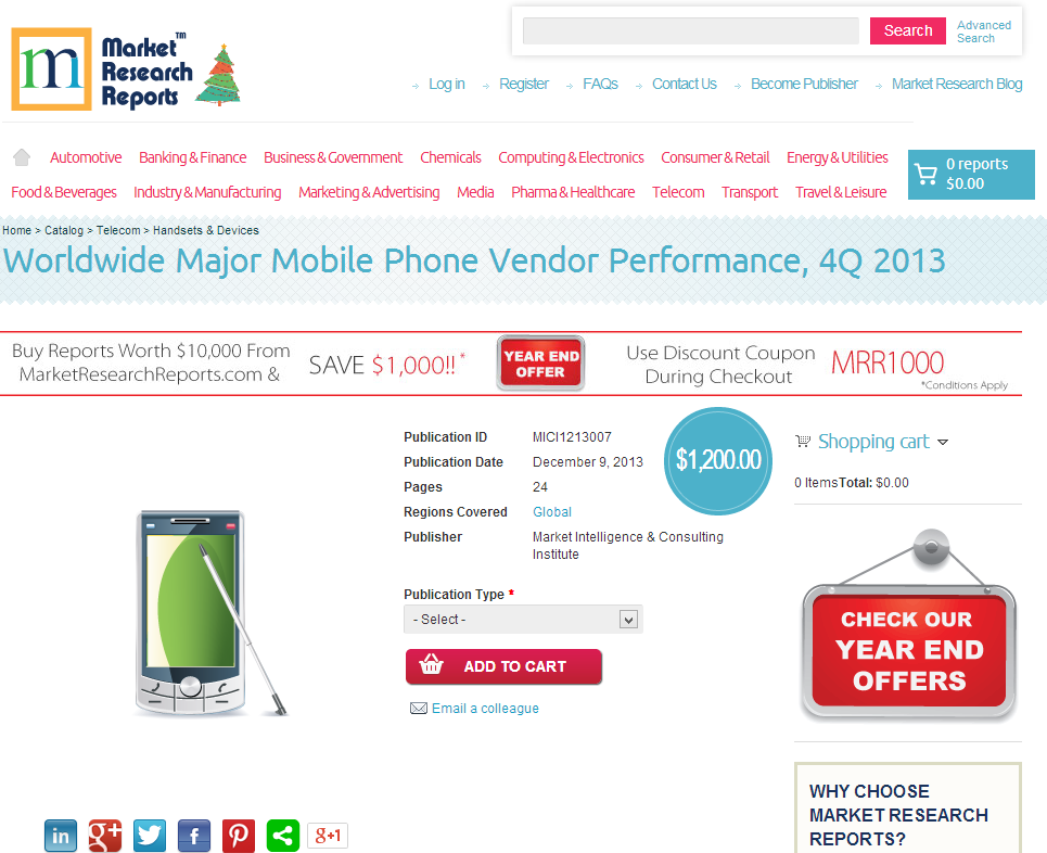 Worldwide Major Mobile Phone Vendor Performance, 4Q 2013'
