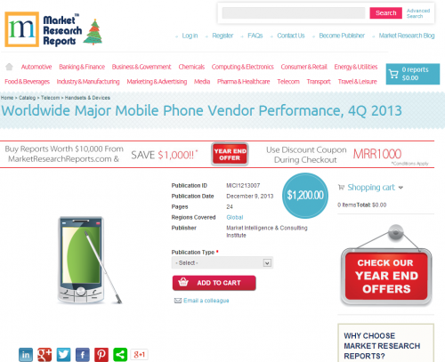 Worldwide Major Mobile Phone Vendor Performance, 4Q 2013'