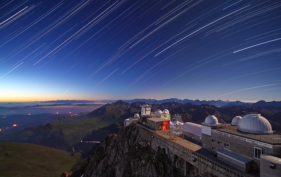 Star Trails over Pic du Midi Observatory'