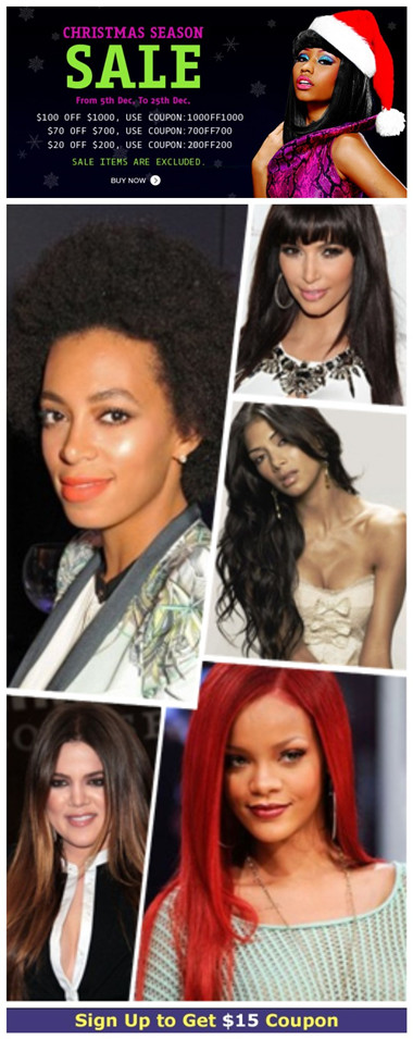 CHRISTMAS SEASON SALE discount coupon for all wigs'