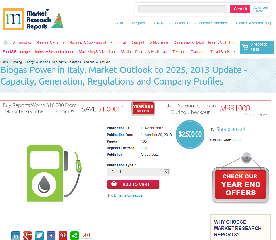 Biogas Power in Italy, Market Outlook to 2025, 2013 Update'