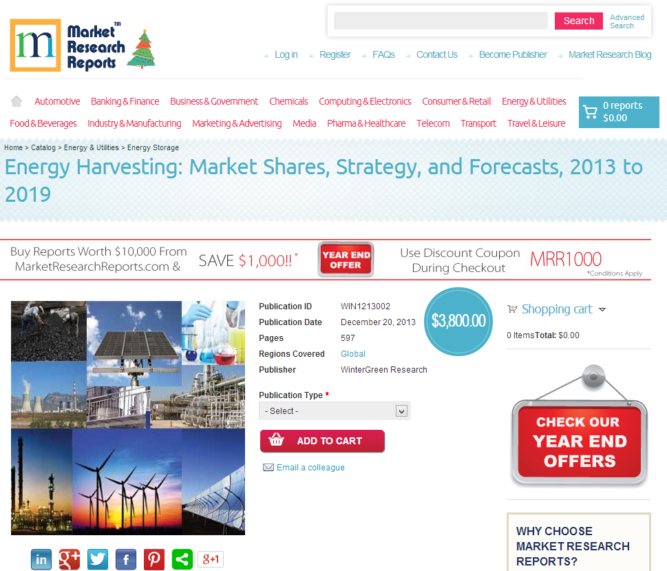 Energy Harvesting: Market Shares, Strategy and Forecasts'