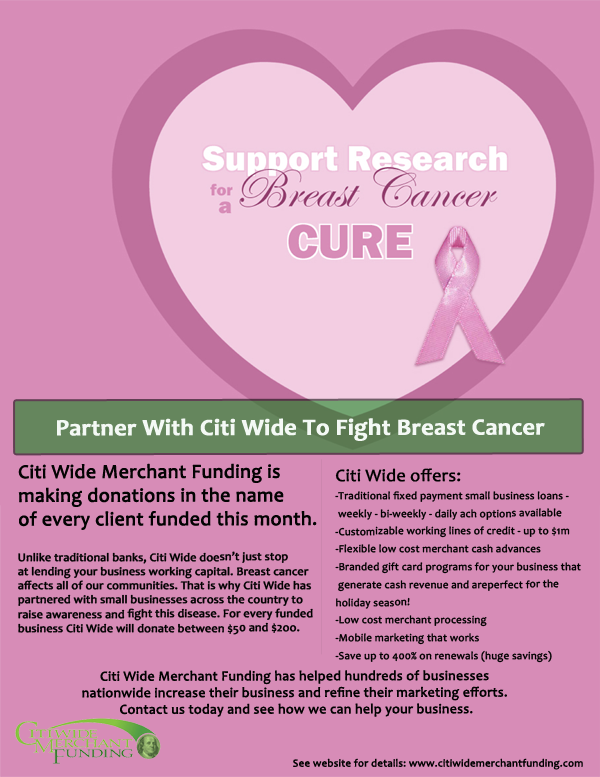 Small businesses fight breast caner.'