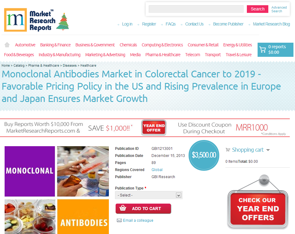 Monoclonal Antibodies Market in Colorectal Cancer to 2019'